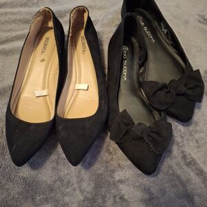 2 Pairs Of Black Flats